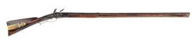 (A) FINE INCISE CARVED FLINTLOCK KENTUCKY RIFLE ATTRIBUTED TO GEORGE SCHROYER SENIOR.