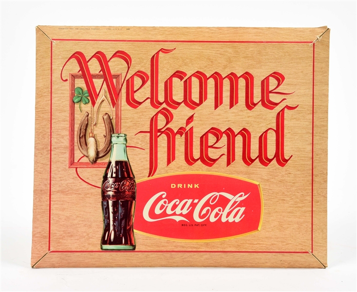 1950S COCA-COLA CARDBOARD SIGN "WELCOME FRIEND".