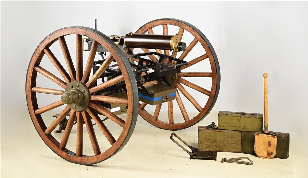 (N) HIGHLY DESIRABLE COLT U.S. MODEL 1904 MAXIM MACHINE GUN WITH VSM TRIPOD ON ATTRACTIVE CARRIAGE MOUNT (CURIO AND RELIC).