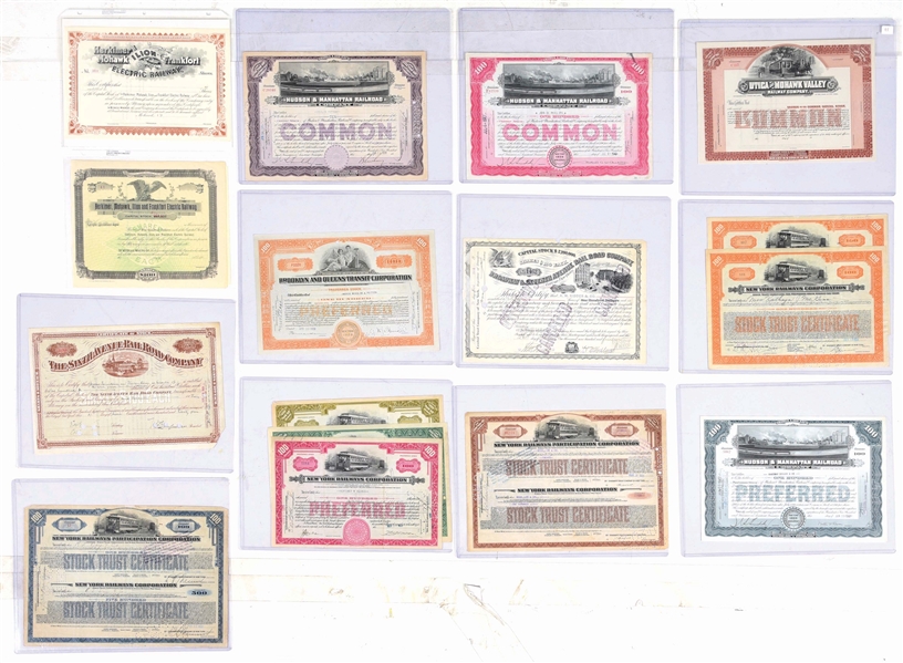 LOT OF: 17 NEW YORK STATE COMPANY STOCK CERTIFICATES.