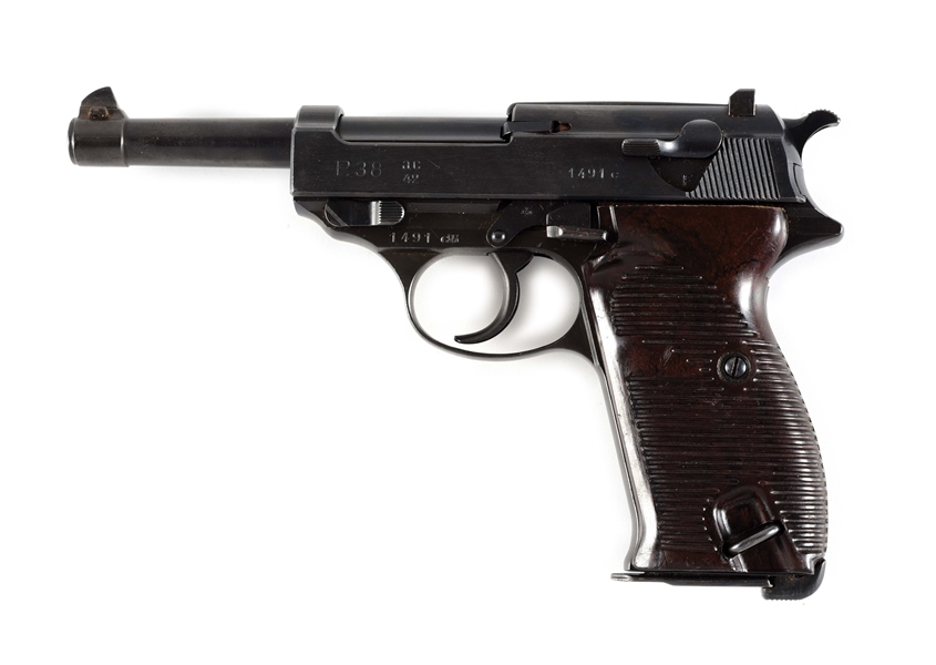 (C) VERY NICE GERMAN WORLD WAR II WALTHER "AC/42" CODE P.38 SEMI-AUTOMATIC PISTOL WITH HOLSTER.