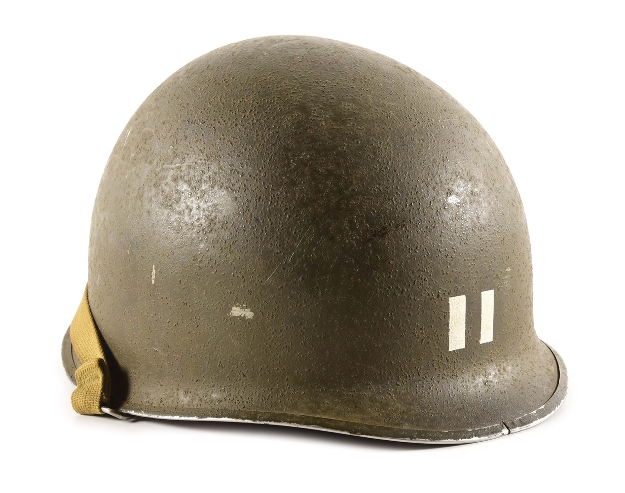 US WWII M1 FRONT SEAM SWIVEL BALE CAPTAINS HELMET WITH LINER.