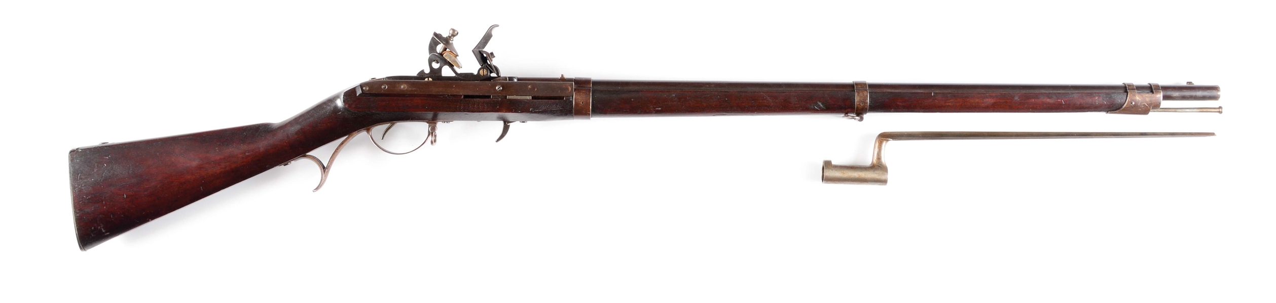 (A) HIGH CONDITION 1838 DATED US M1819 FLINTLOCK RIFLE BY HARPERS FERRY WITH CORRECT BAYONET.