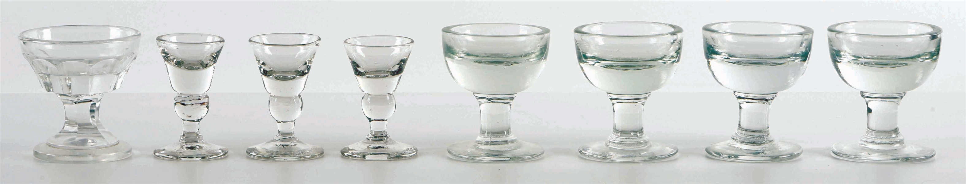 COLLECTION OF 8: ICE CREAM PENNY LICK GLASSES.