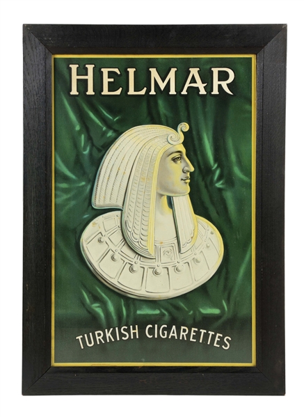 HELMAR TURKISH CIGARETTES PAPER LITHOGRAPH W/ ORIGINAL WOOD FRAME.