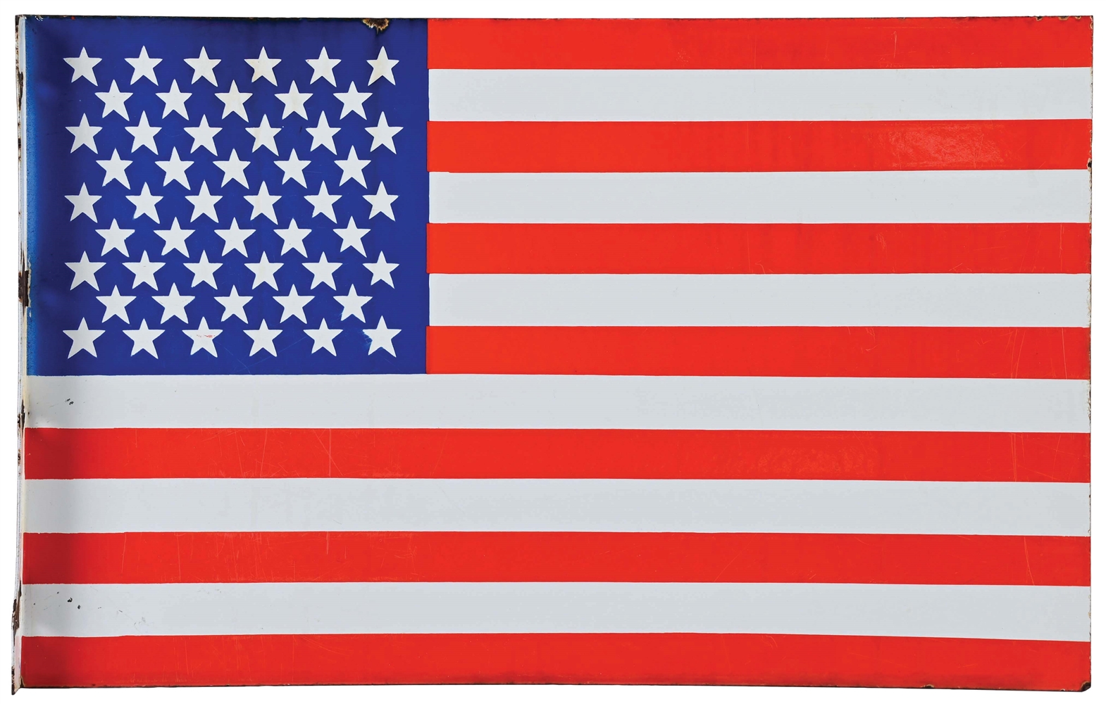 AMERICAN FLAG PORCELAIN FLANGE SIGN.