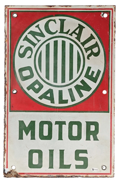 SINCLAIR OPALINE MOTOR OILS PORCELAIN SIGN.