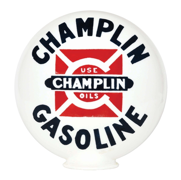 CHAMPLIN GASOLINE ONE PIECE ETCHED GLOBE. 