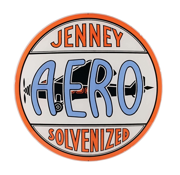 RARE JENNY AERO SOLVENIZED GASOLINE 13.25" GLOBE LENS W/ AIRPLANE GRAPHIC. 