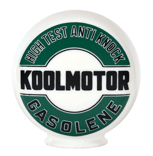 OUTSTANDING N.O.S. KOOLMOTOR GASOLINE "MINI" ONE PIECE ETCHED GLOBE. 