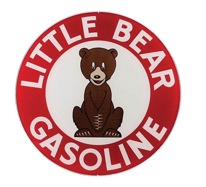 OUTSTANDING LITTLE BEAR GASOLINE 13.25" SINGLE GLOBE LENS W/ BEAR GRAPHIC. 