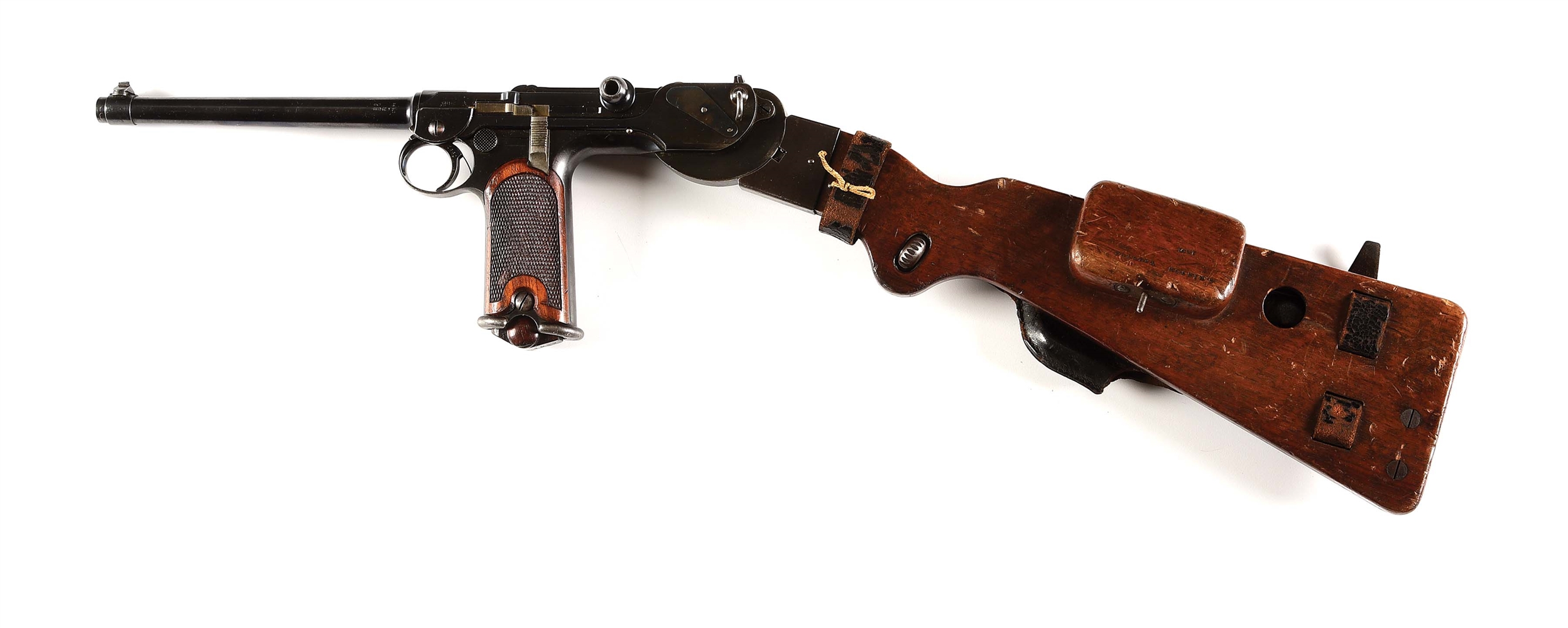 (A) DWM MODEL 1893 BORCHARDT PISTOL WITH STOCK AND HOLSTER.