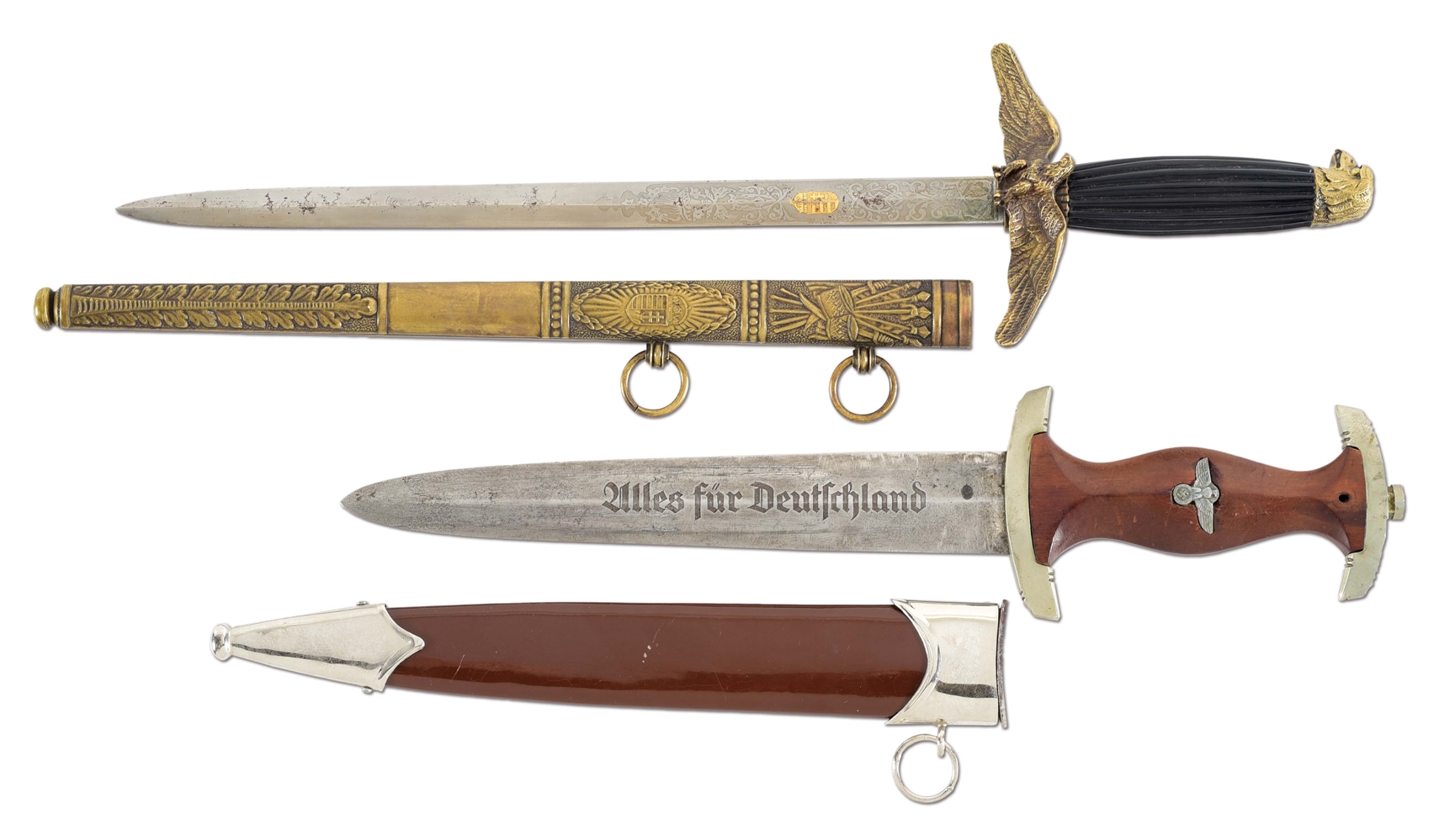 LOT OF 2: WWII HUNGARIAN AIR FORCE DAGGER AND THIRD REICH SA DAGGER.