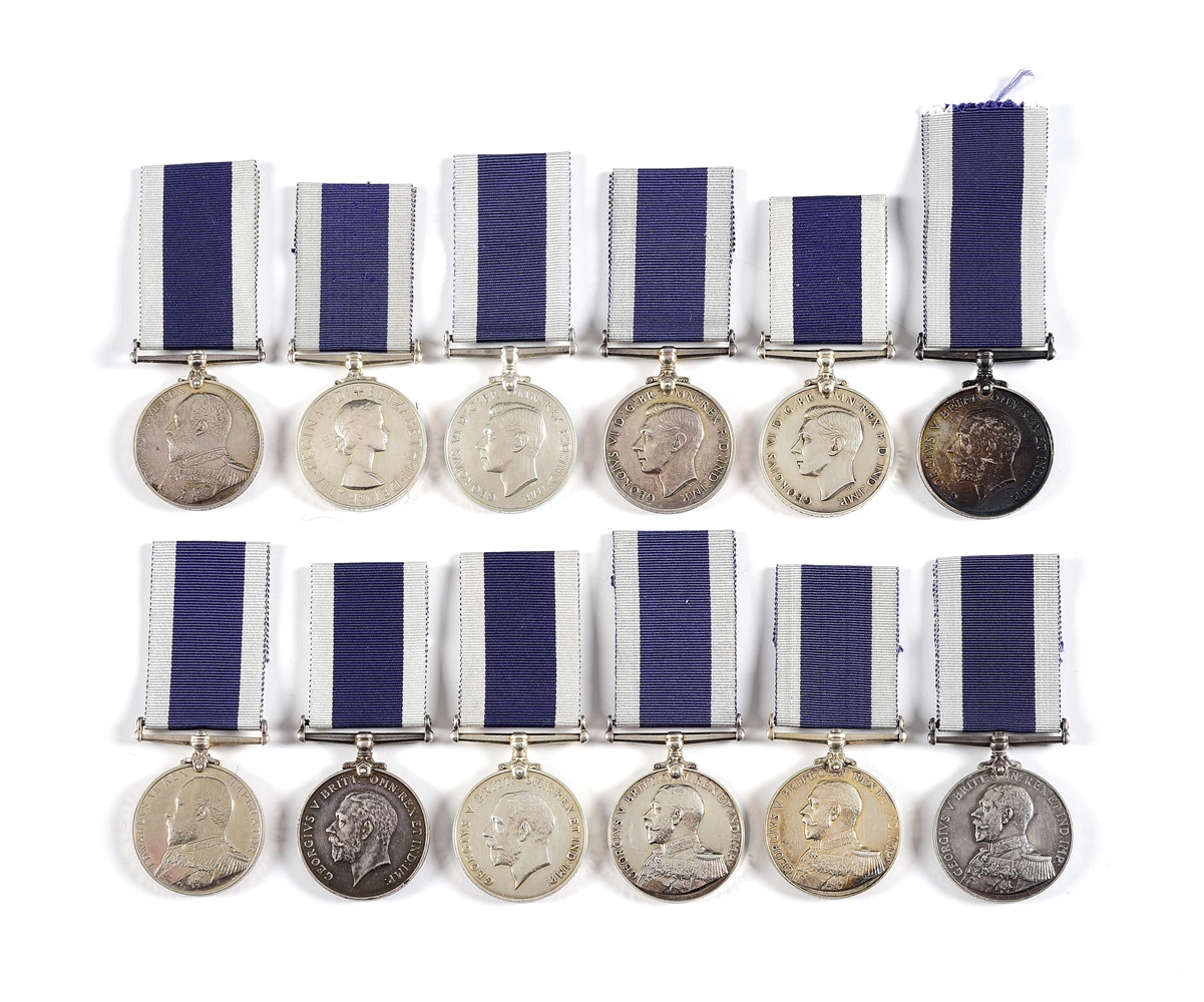 LOT OF 12: NAMED BRITISH NAVAL LONG SERVICE AND GOOD CONDUCT MEDALS SOME KIA.