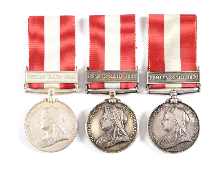 LOT OF 3: NAMED BRITISH CANADA GENERAL SERVICE MEDALS.