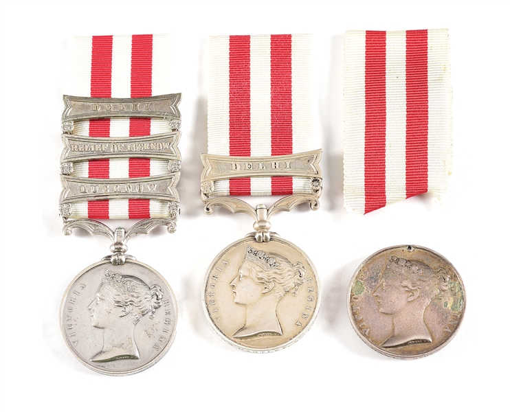 LOT OF 3: BRITISH INDIAN MUTINY MEDALS, ALL NAMED TO MEMBERS OF THE 9TH LANCERS.