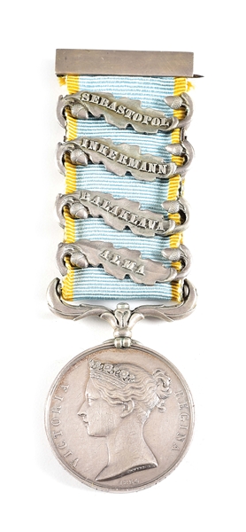 NAMED BRITISH CRIMEA MEDAL WITH 4 CLASPS, 21ST ROYAL NORTH BRITISH FUSILIERS. 