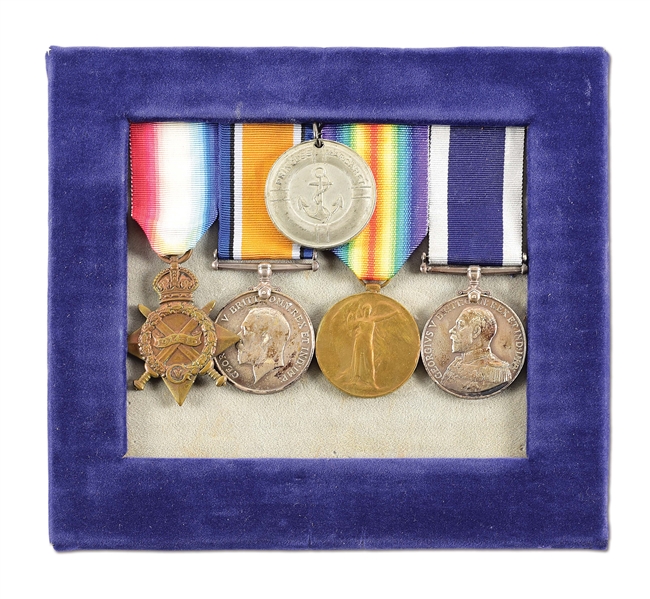 BRITISH WWI MEDAL GROUP  WITH QUEEN MARGARET MEDAL NAMED TO H.F. BISSON, ROYAL NAVY.