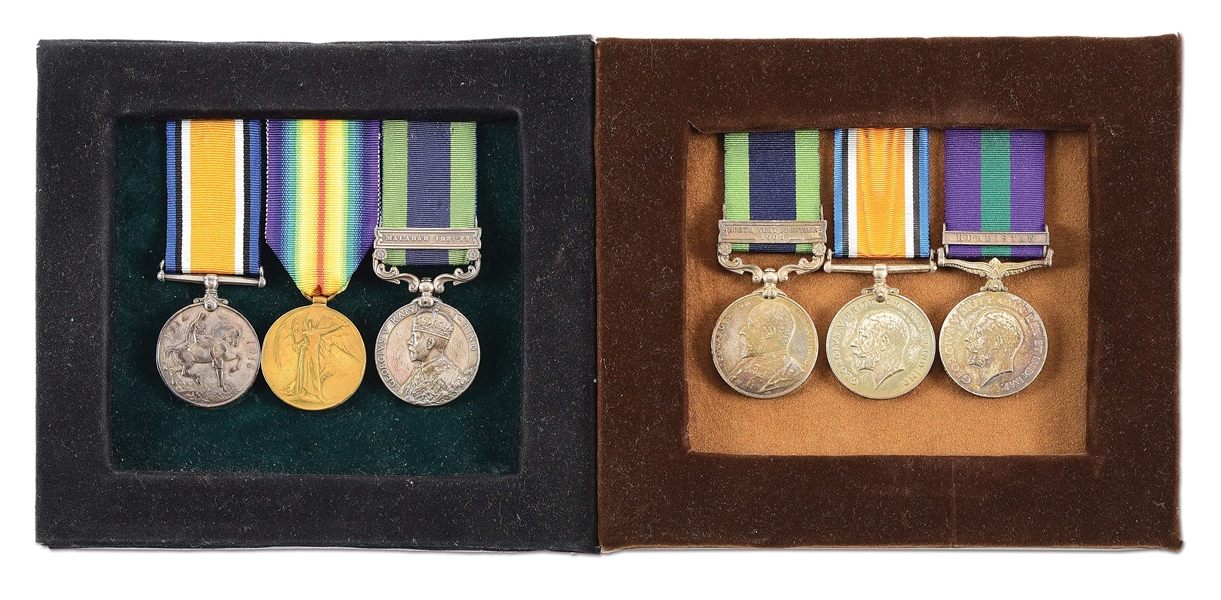 LOT OF 2: NAMED BRITISH WWI MEDAL GROUPS. 