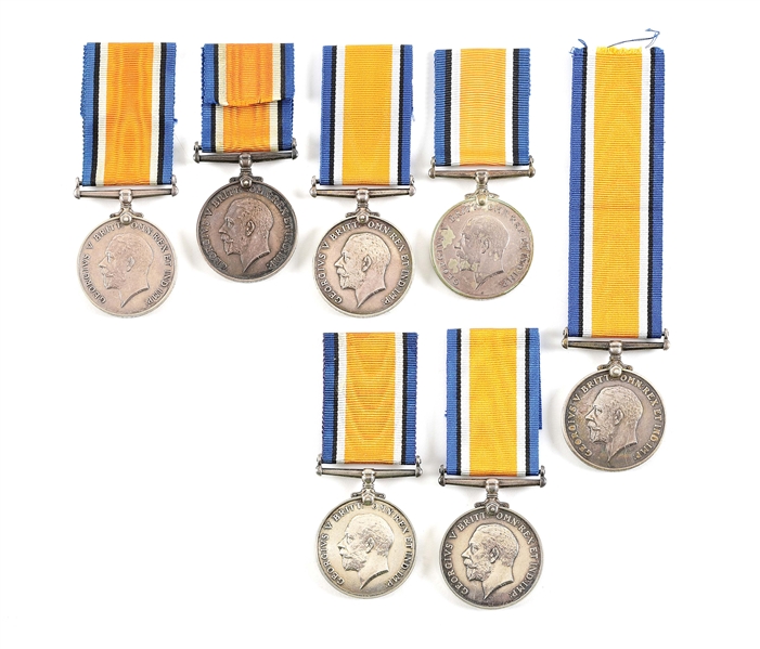 LOT OF 7: NAMED BRITISH WAR MEDALS, ALL WIA OR KIA.