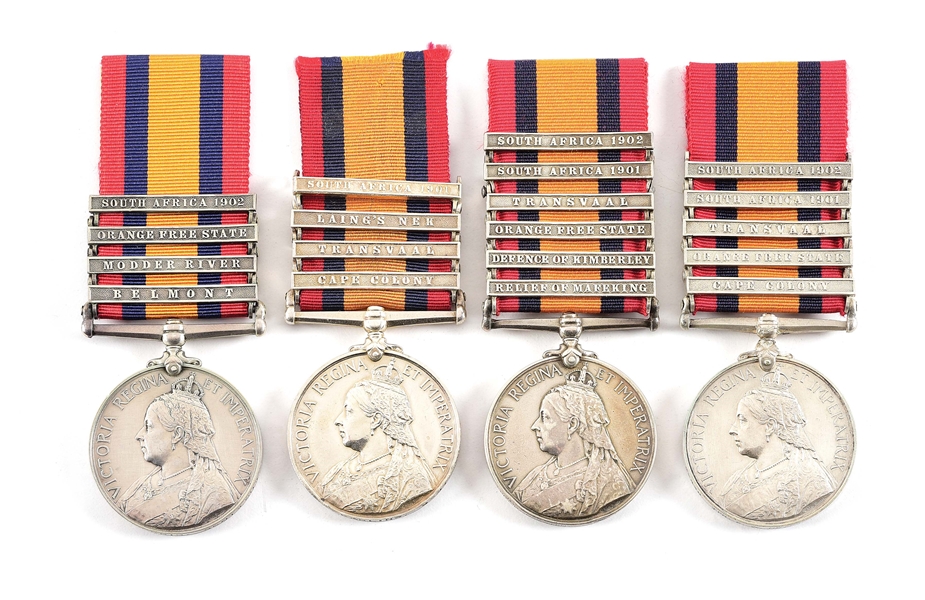 LOT OF 4: NAMED BRITISH QUEENS SOUTH AFRICA MEDALS, SCOTTISH REGIMENTS.