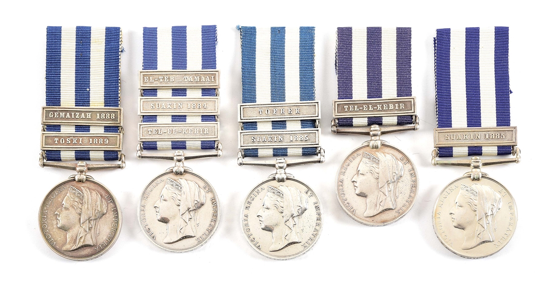 LOT OF 5: NAMED BRITISH EGYPT MEDALS.