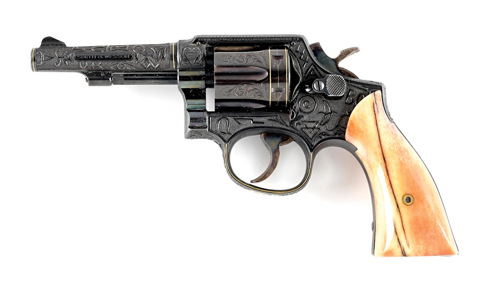 (C) CATTLEBRAND ENGRAVED SMITH & WESSON MODEL 10 MILITARY & POLICE DOUBLE ACTION REVOLVER (1958).