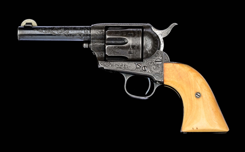 (A) FACTORY ENGRAVED COLT SHERIFFS MODEL SINGLE ACTION REVOLVER SHIPPED TO HOUSTON, TEXAS (1892).