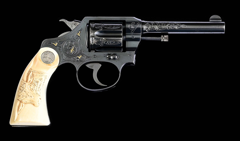 (C) FACTORY ENGRAVED & GOLD INLAID COLT POLICE POSITIVE DOUBLE ACTION REVOLVER WITH FACTORY BOX (1926).