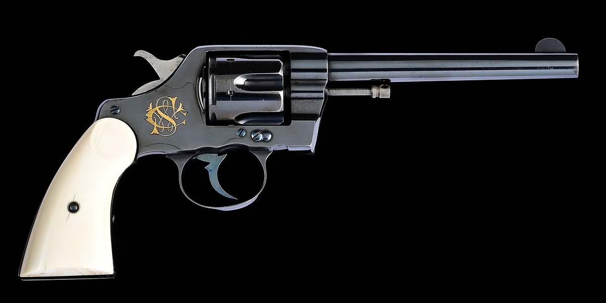 (A) FINE COLT 1892 DOUBLE ACTION REVOLVER WITH FACTORY GOLD MONOGRAM.
