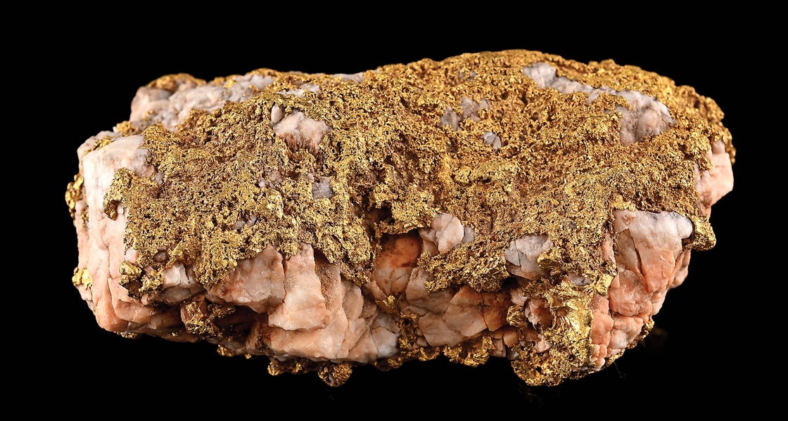 LARGE GOLD NUGGET WITH PINK GOLD QUARTZ 