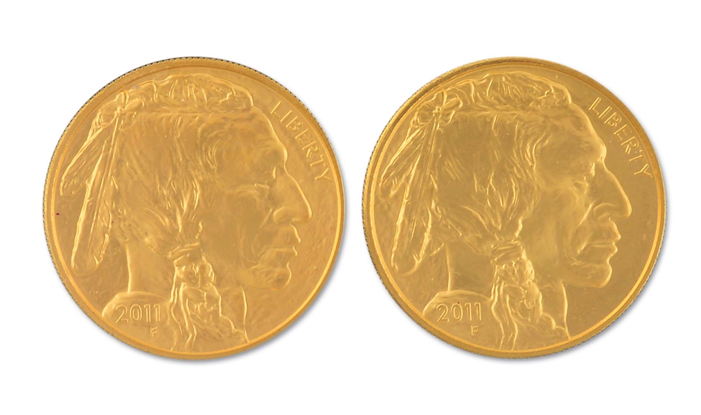 LOT OF 2: 2011 $20 GOLD BUFFALO COINS.
