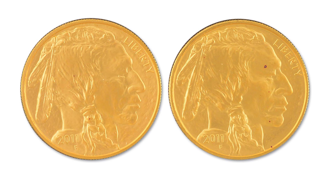 LOT OF 2: 2011 $20 GOLD BUFFALO COINS.