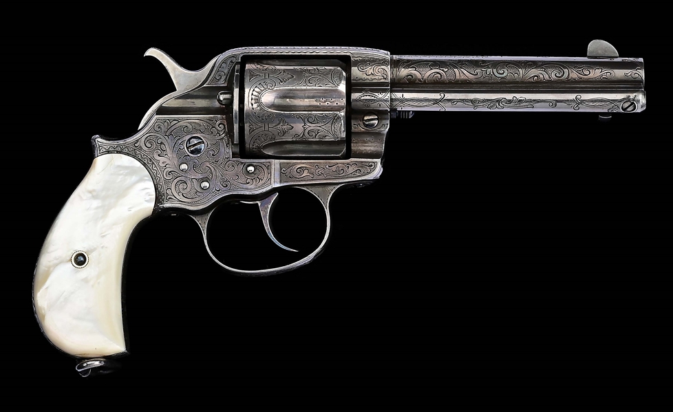 (A) FACTORY ENGRAVED & SILVER PLATED COLT MODEL 1878 DOUBLE ACTION REVOLVER WITH MOTHER OF PEARL GRIPS (1897).