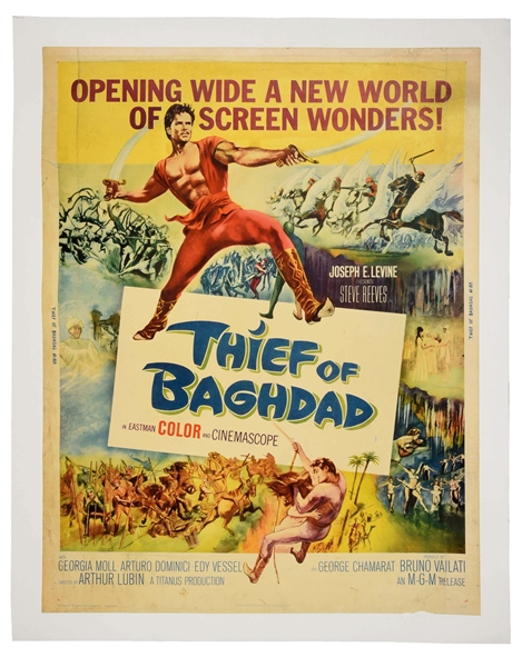 "THIEF OF BAGHDAD" LINEN-BACKED MOVIE POSTER.