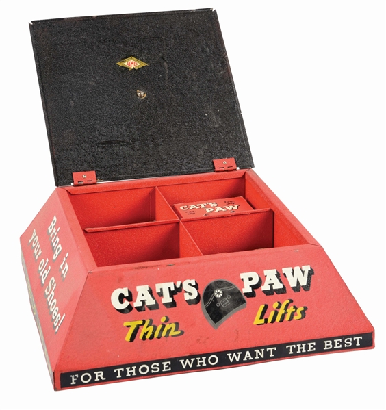 CATS PAW THIN LIFTS TIN POINT OF SALE DISPLAY.