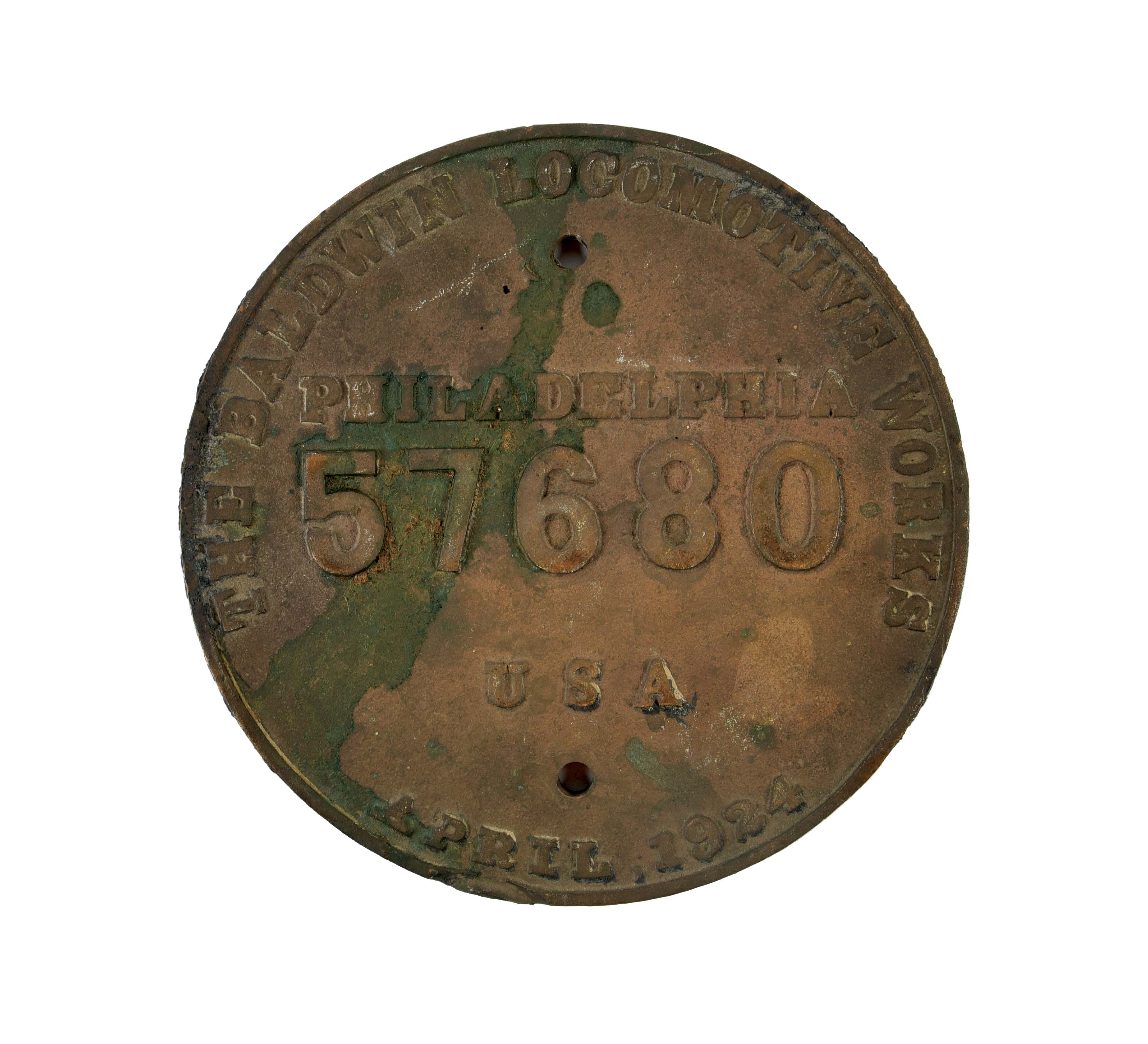 Lot Detail - LOCOMOTIVE BUILDER'S PLATE.