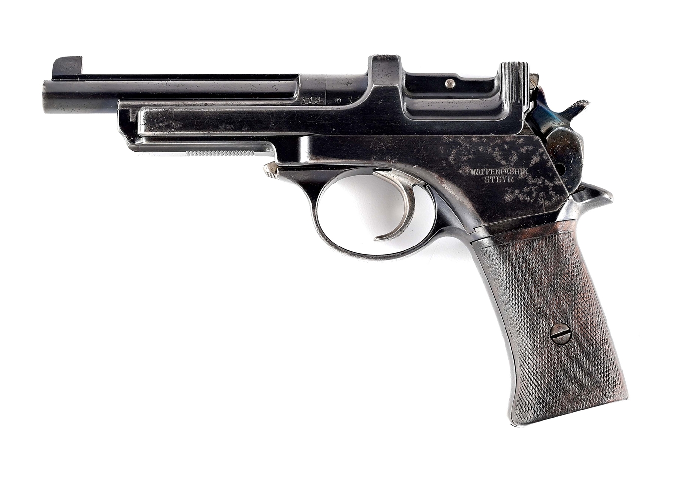 (C) SCARCE, DESIRABLE, & EXTREMELY EARLY STEYR MANNLICHER MODEL 1901 "POCKET" SEMI-AUTOMATIC PISTOL.