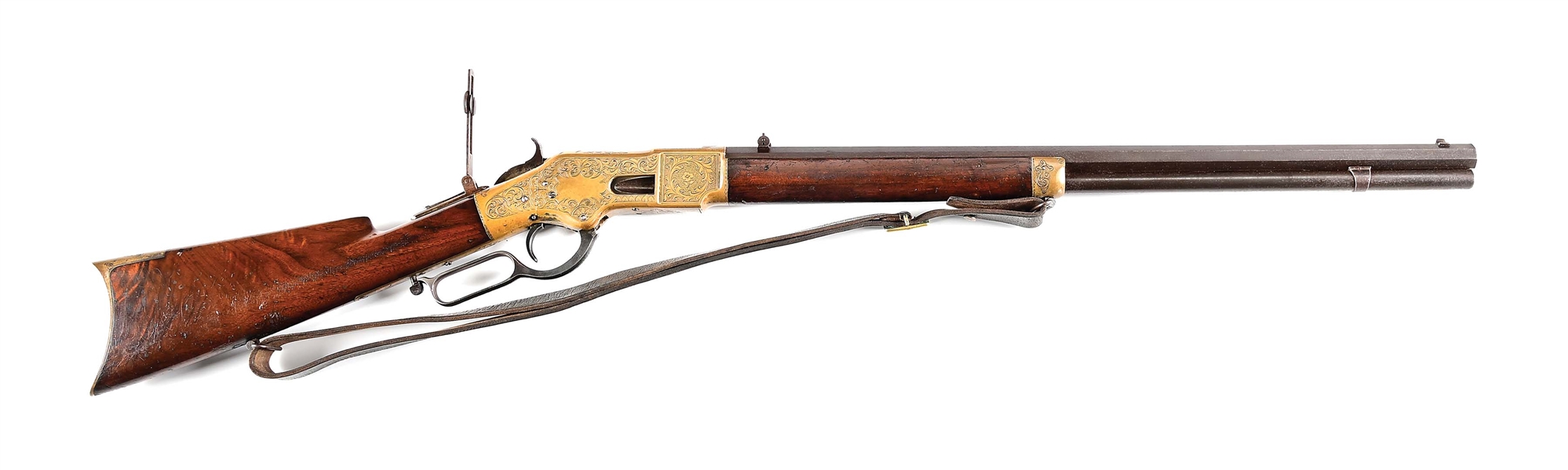 (A) JOHN ULRICH ENGRAVED WINCHESTER MODEL 1866 LEVER ACTION RIFLE WITH SPECIAL ORDERED SLING SWIVELS.