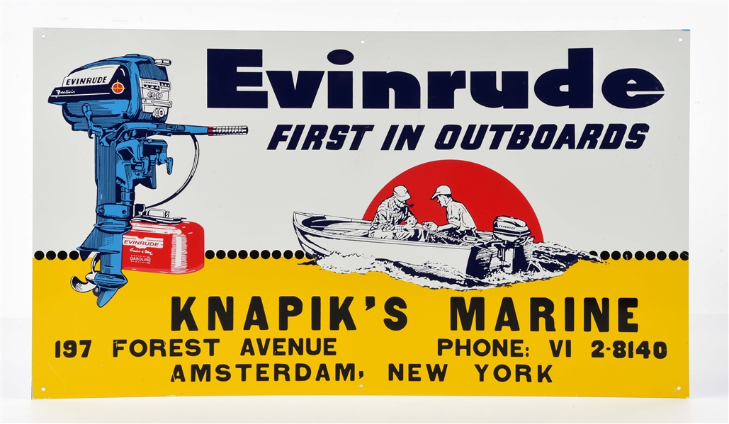 EVINRUDE FIRST IN OUTBOARDS SIGN.