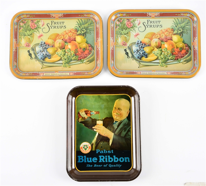 LOT OF 3: ADVERTISING TRAYS.