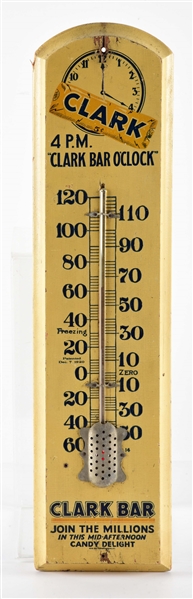 CLARK CANDY BAR WOODEN THERMOMETER SIGN.