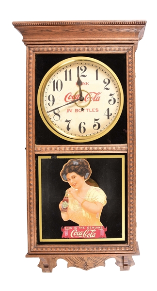 1910 COCA-COLA GILBERT REGULATOR CLOCK WITH GIBSON GIRL. 