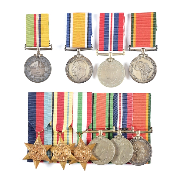 LOT OF 3: BOER WAR-WWII SOUTH AFRICAN MEDAL GROUPS NAMED TO 3 FAMILY MEMBERS.