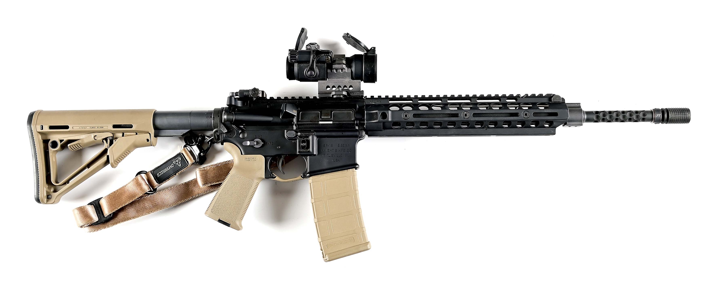 (M) KNIGHTS MANUFACTURING SR-15E3 SEMI AUTOMATIC RIFLE MAGPUL DYNAMICS EDITION WITH CASE.