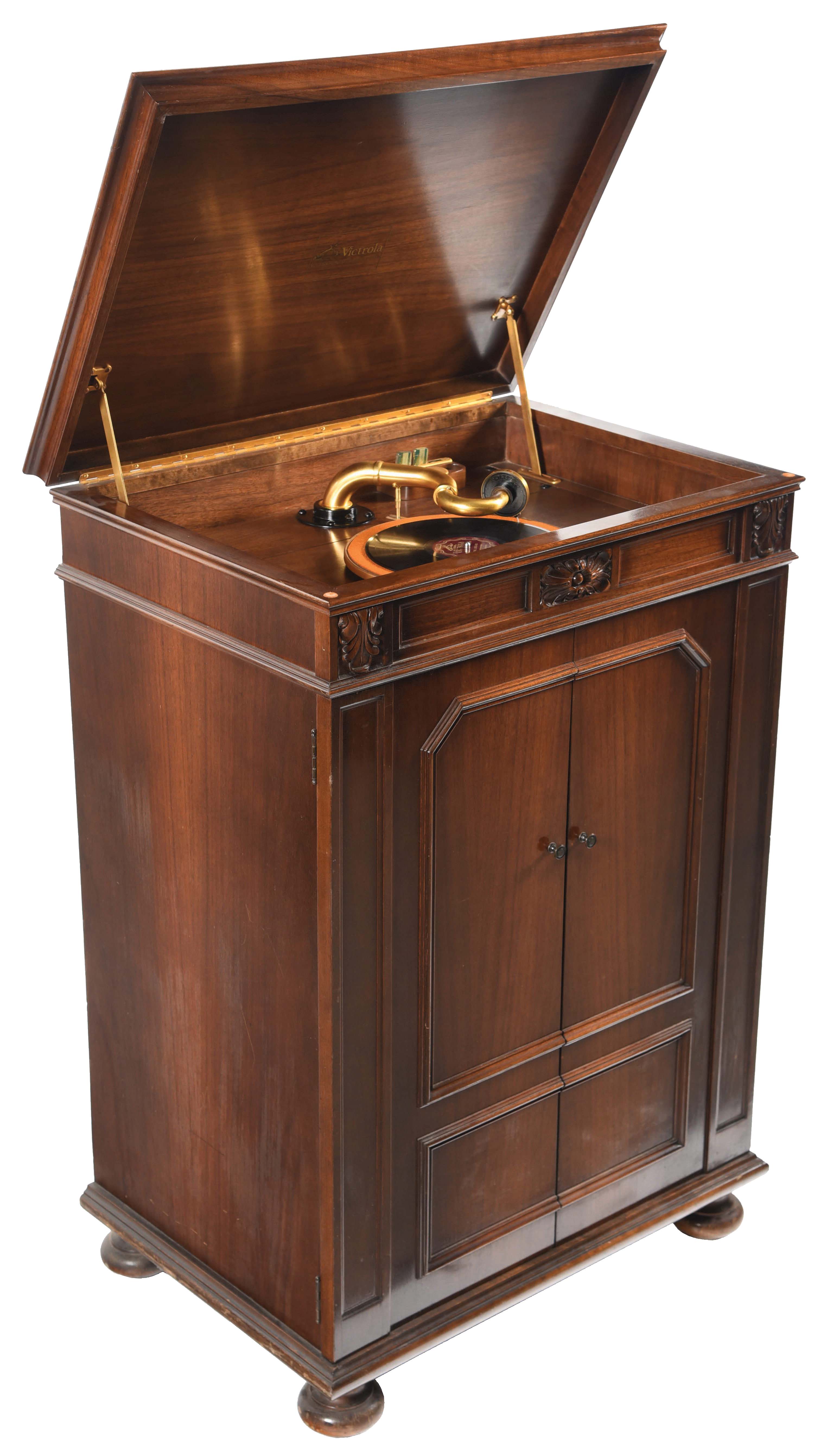 Lot Detail - VICTROLA "CREDENZA" MODEL WITH RECORDS.