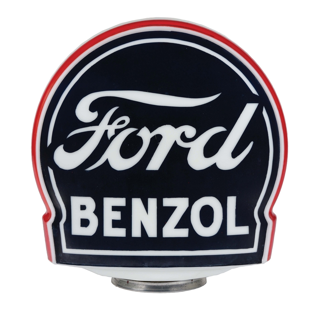 RARE FORD BENZOL ONE PIECE BAKED KEYHOLE GLOBE W/ FORD SCRIPT. 