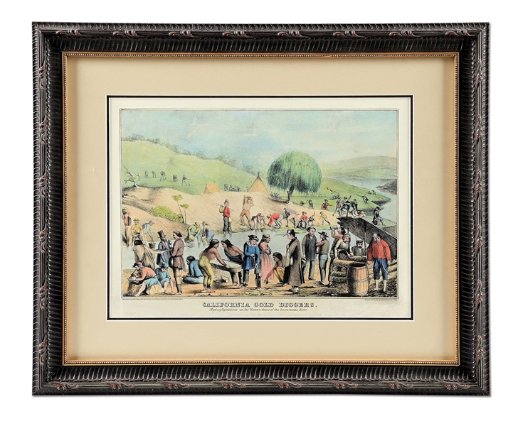 CURRIER & IVES CALIFORNIA GOLD DIGGERS FRAMED LITHOGRAPH.