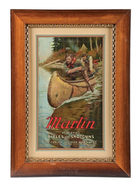 MARLIN REPEATING RIFLES AND SHOTGUNS ORIGINAL FRAMED ADVERTISEMENT.