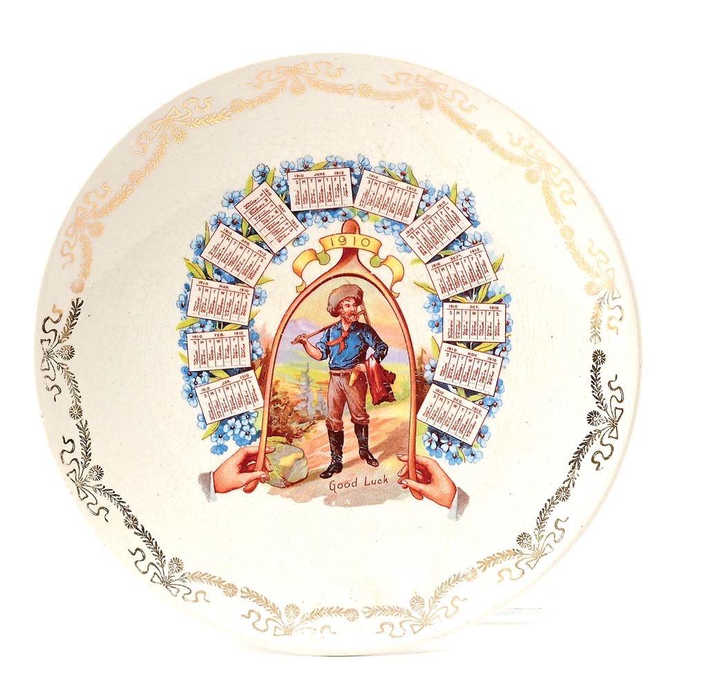 GOLD MINERS GOOD LUCK PORCELAIN PLATE.